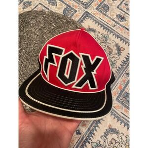 Fox Racing Snapback Hat Red Black White Embroidered Logo Motocross Cap OSFA